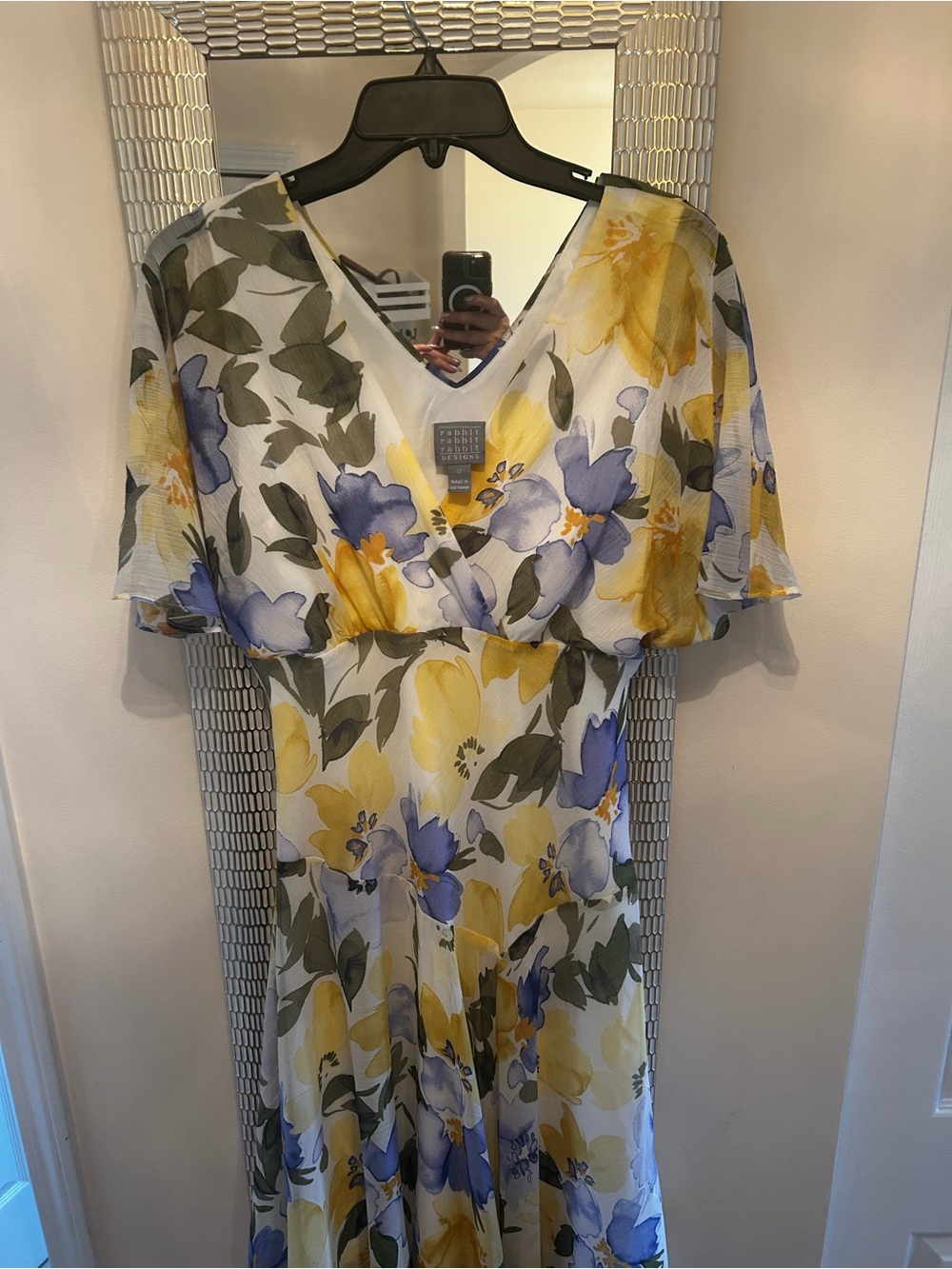 Rabbit Rabbit Rabbit Yellow & Lavender Floral Midi Dress - Picture 4 of 9